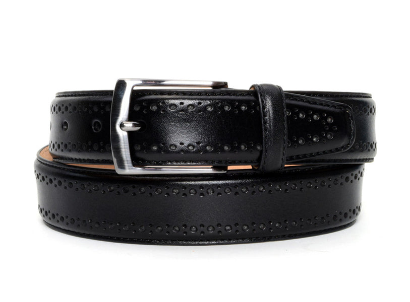 Black Perforated Leather Dress Belt – Warfield & Grand