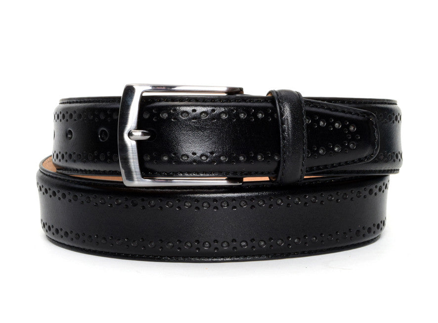 Black Perforated Leather Dress Belt 38 Black Perforated Leather Dress Belt 38